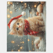 Turks Angora Kat Kerst  strand Fleece Deken (Voorkant)