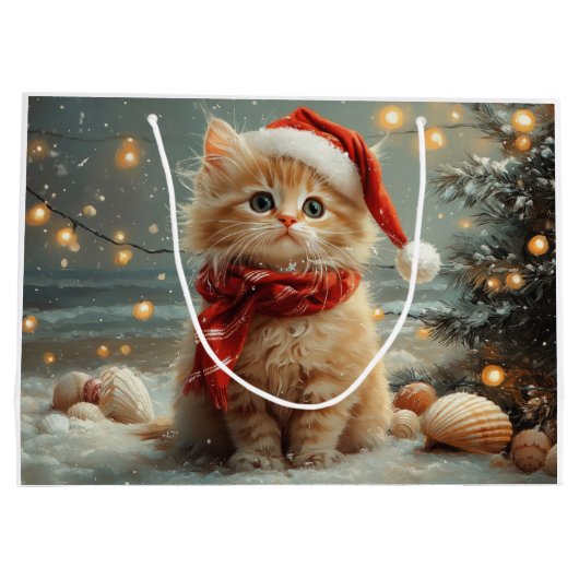 Turks Angora Kat Kerst  strand Groot Cadeauzakje (Achterkant)