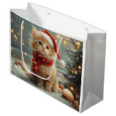 Turks Angora Kat Kerst  strand Groot Cadeauzakje (Voorkant Gekanteld)