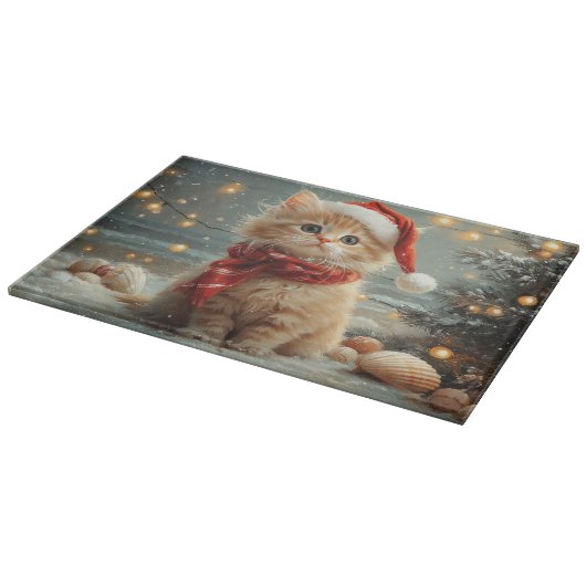 Turks Angora Kat Kerst  strand Snijplank (Hoek)