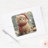 Turks Angora Kat Kerst strand Vierkante Sticker (Envelop)