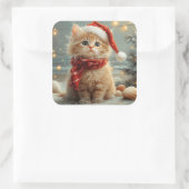 Turks Angora Kat Kerst  strand Vierkante Sticker (Tas)