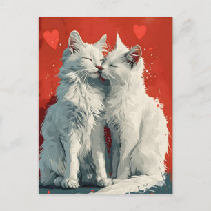 Turks Angora Witte katten Valentijnsdag Briefkaart