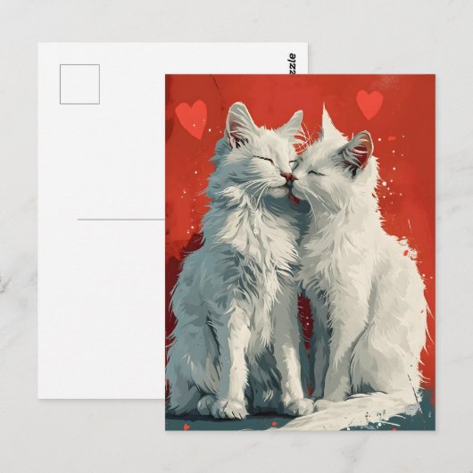 Turks Angora Witte katten Valentijnsdag Briefkaart (Voorkant / Achterkant)