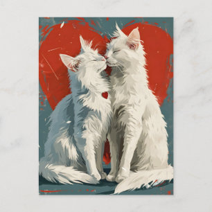 Turks Angora witte katten Valentijnsdag Briefkaart