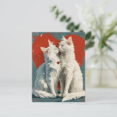 Turks Angora witte katten Valentijnsdag Briefkaart (Staand voorkant)