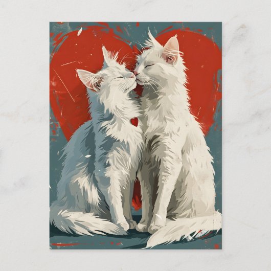 Turks Angora witte katten Valentijnsdag Briefkaart (Voorkant)