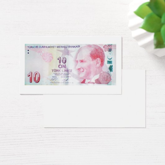 Turks bankbiljet, nominale waarde van 10 lire visitekaartje (Bureau)