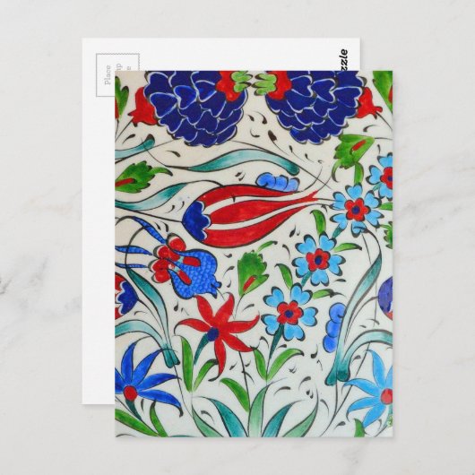 Turks bloemontwerp briefkaart (Voorkant / Achterkant)