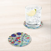 Turks bloemontwerp ronde kartonnen onderzetter (Insitu)