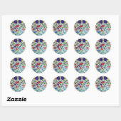 Turks bloemontwerp ronde sticker (Vel)