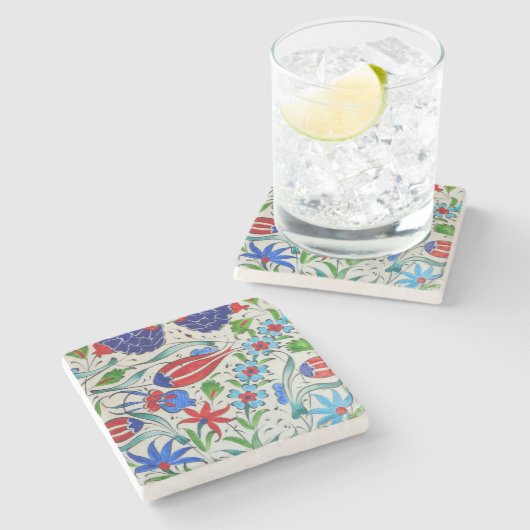 Turks bloemontwerp stenen onderzetter (Zijkant)