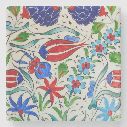 Turks bloemontwerp stenen onderzetter (Voorkant)