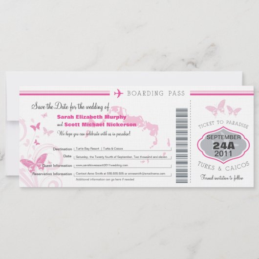 Turks & Caico sparen de Datum het instappen pas Save The Date (Voorkant)