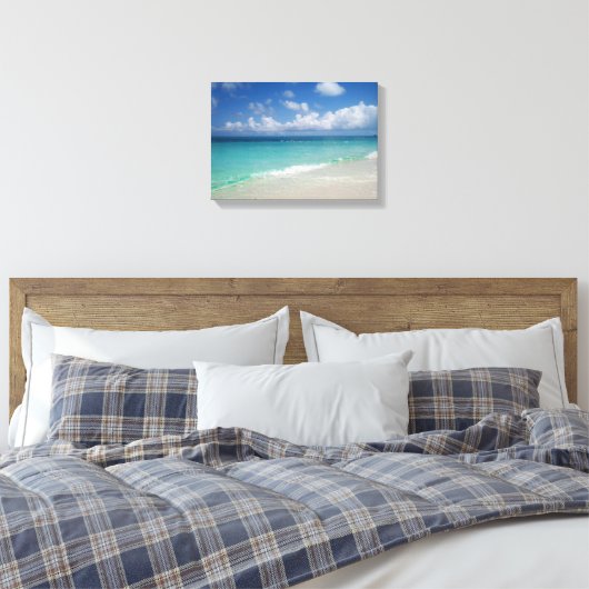 Turks & Caicos Strand Verpakt Canvas Afdruk (Insitu (Slaapkamer))