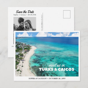 Turks & Caicos Trouw Save the Date Reis Retro Briefkaart