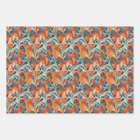 Turks Ebru Water Marmering Art Papier Inpakpapier Vel (Voorkant)