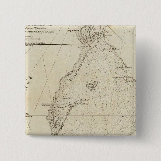 Turks-eilanden Vierkante Button 5,1 Cm (Voorkant)