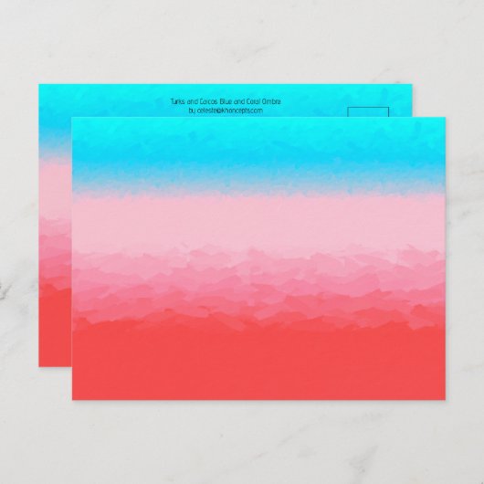 Turks en Caicos Blauw en Koraal Ombre Briefkaart (Voorkant / Achterkant)