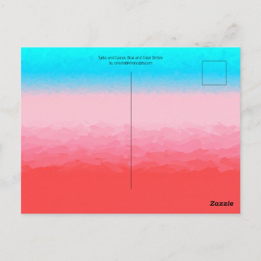 Turks en Caicos Blauw en Koraal Ombre Briefkaart (Achterkant)