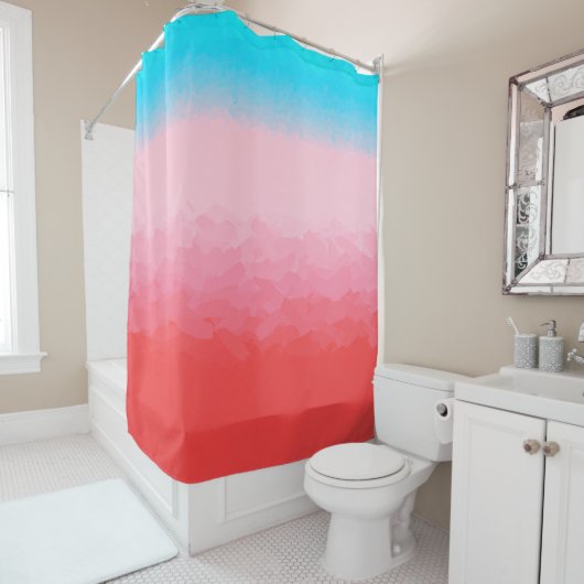 Turks en Caicos Blauw en Koraal Ombre Douchegordijn (In situ)