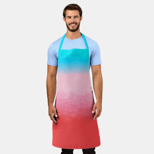 Turks en Caicos Blauw en Koraal Ombre Schort (Gedragen)