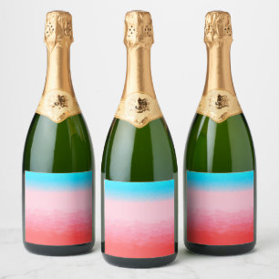 Turks en Caicos Blauw en Koraal Ombre Sparkling Wijnetiket