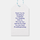 Turks en Caicos Bruiloft Welkomsttas Labels, Navy Cadeaulabel (Achterkant)