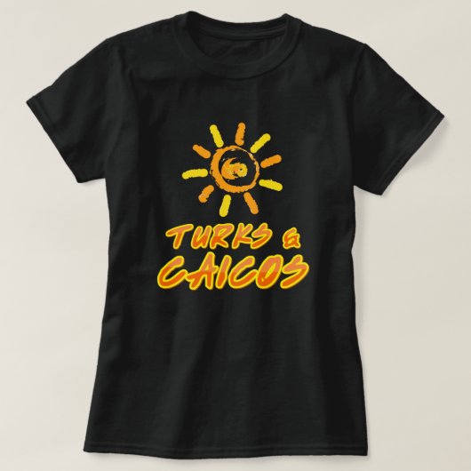 Turks en Caicos helder geel en oranje T-shirt (Design voorkant)