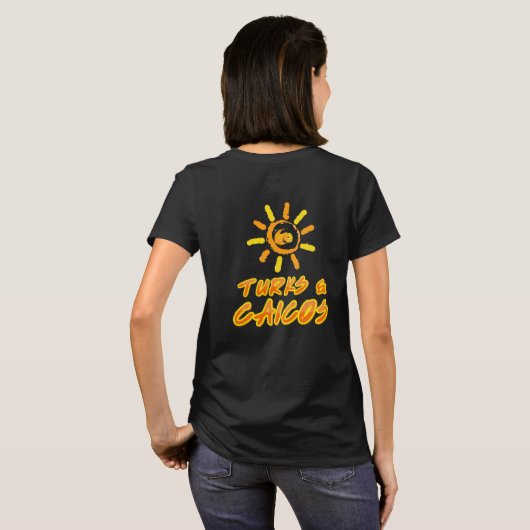Turks en Caicos helder geel en oranje T-shirt (Achterkant volledig)
