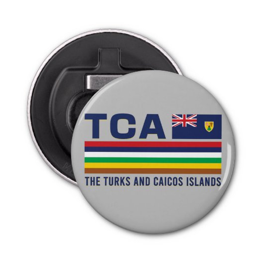 Turks en Caicos ISO Alpha 3 Design Button Flesopener (Voorkant)