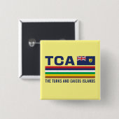 Turks en Caicos ISO Alpha 3 Design Vierkante Button 5,1 Cm (Voorkant /achterkant)