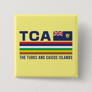 Turks en Caicos ISO Alpha 3 Design Vierkante Button 5,1 Cm