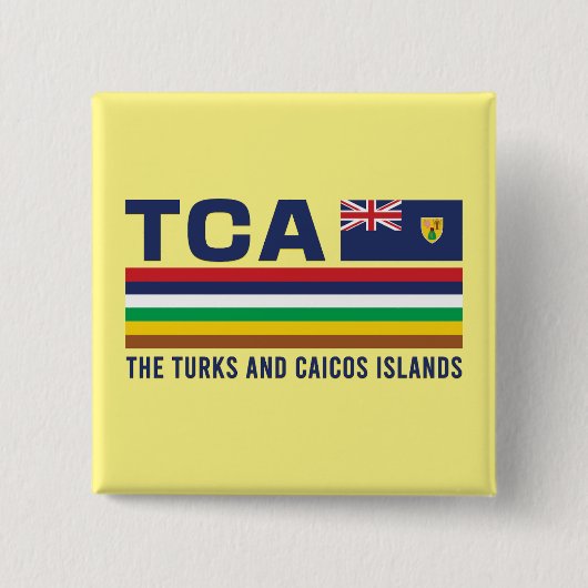Turks en Caicos ISO Alpha 3 Design Vierkante Button 5,1 Cm (Voorkant)