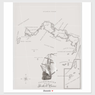 Turks en Caicos Kaart Sticker