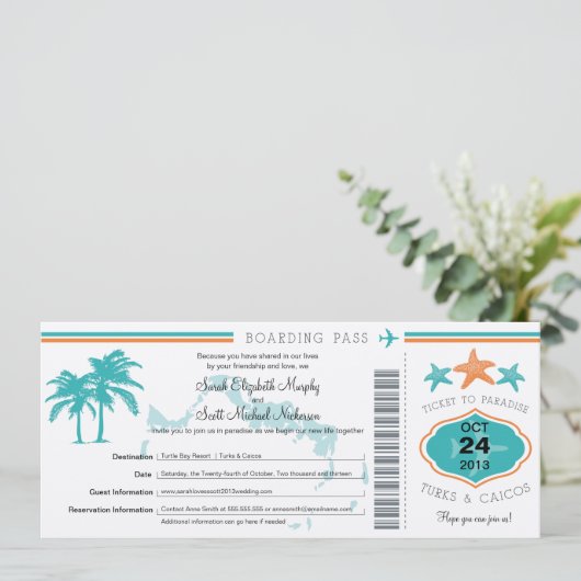 Turks en Caicos sparen de Datum het instappen pas Save The Date (Staand voorkant)