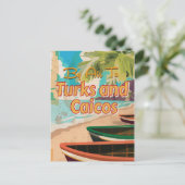 Turks en Caicos Vintage Reisposter Briefkaart (Staand voorkant)