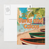 Turks en Caicos Vintage Reisposter Briefkaart (Voorkant / Achterkant)