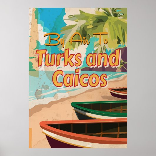 Turks en Caicos Vintage Reisposter Poster (Voorkant)