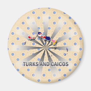 Turks en Caicos Vlag Kaart 2.0 Magneet