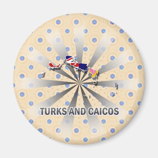 Turks en Caicos Vlag Kaart 2.0 Magneet (Voorkant)