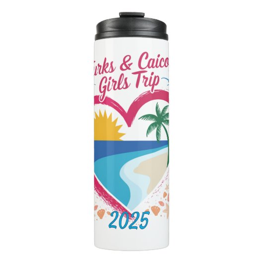 Turks- en Caicoseilanden Meisjes Trip Tropisch Par Thermosbeker (Voorkant)