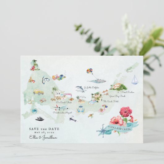 Turks- en Caicoseilanden | Routekaart bestemming b Kaart (Staand voorkant)