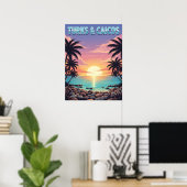 Turks- en Caicoseilanden tropische zonsondergang Poster (Thuiskantoor)