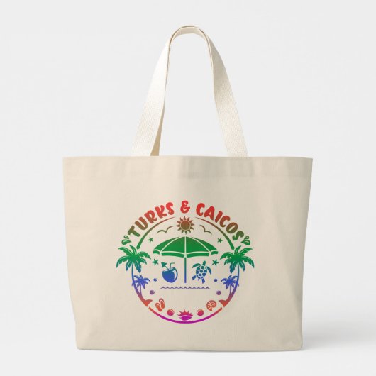 Turks- en Caicoseilanden: Turquoise Water Paradise Grote Tote Bag (Achterkant)