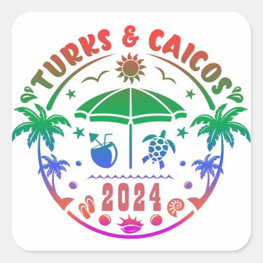 Turks- en Caicoseilanden: Turquoise Water Paradise Vierkante Sticker (Voorkant)