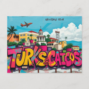 Turks- en Caicoseilanden UK graffiti ansichtkaart Briefkaart