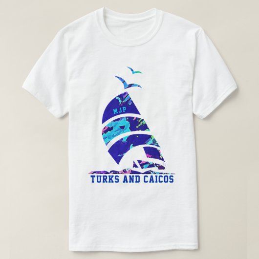 Turks- en Caicoseilanden Zeilboot Vakantie T-shirt (Design voorkant)