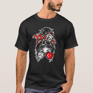 Turks Fla volleyball Bun Hair Girl Turkije T-shirt