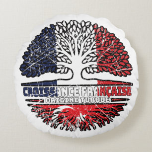 Turks-Franse boomrootenvlag Rond Kussen